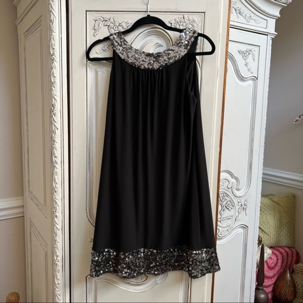 Scarlett Nite - Little Black Dress w/Sequin collar and hem - Size 10